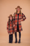 Mom & Me - Orange Flannel Button Down Shacket | Sparkle in Pink