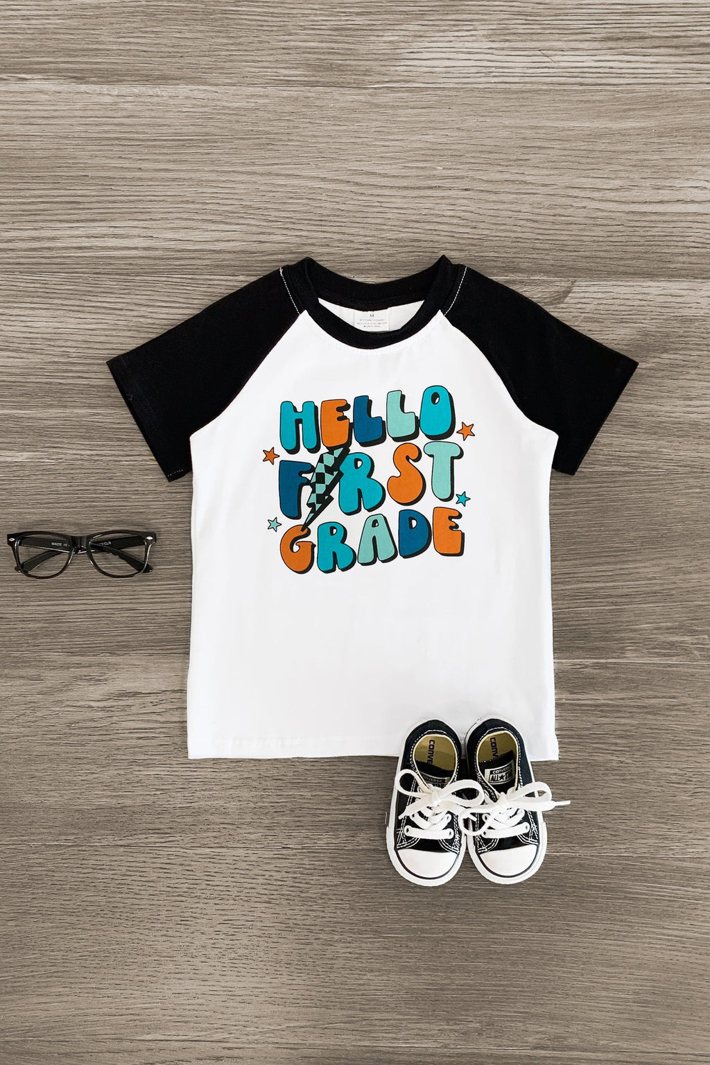 "Hello Preschool - Fifth Grade" Black & White Top - Sparkle in Pink