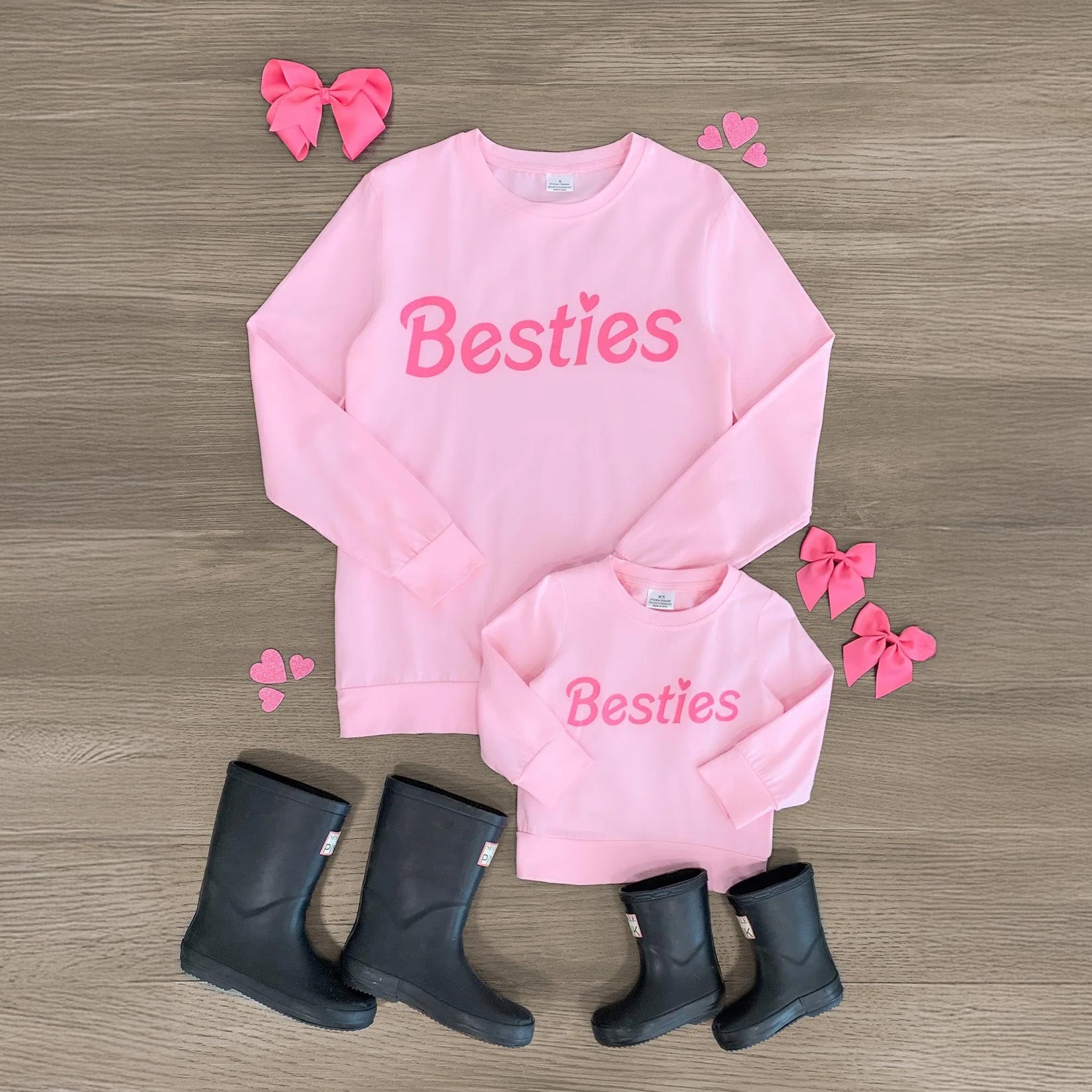 Mom & Me - "Besties" Pink Long Sleeve Top