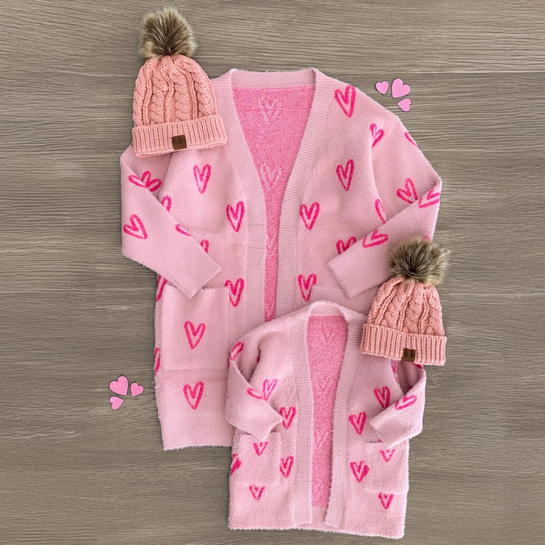 Mom & Me - Pink Heart Cardigan