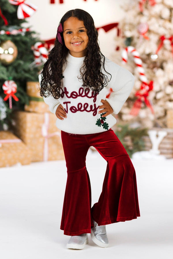 "Holly Jolly" Velvet Bell Bottom Set