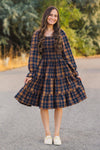 Mom & Kid - Navy & Rust Plaid Dress & Shirt | Sparkle in Pink