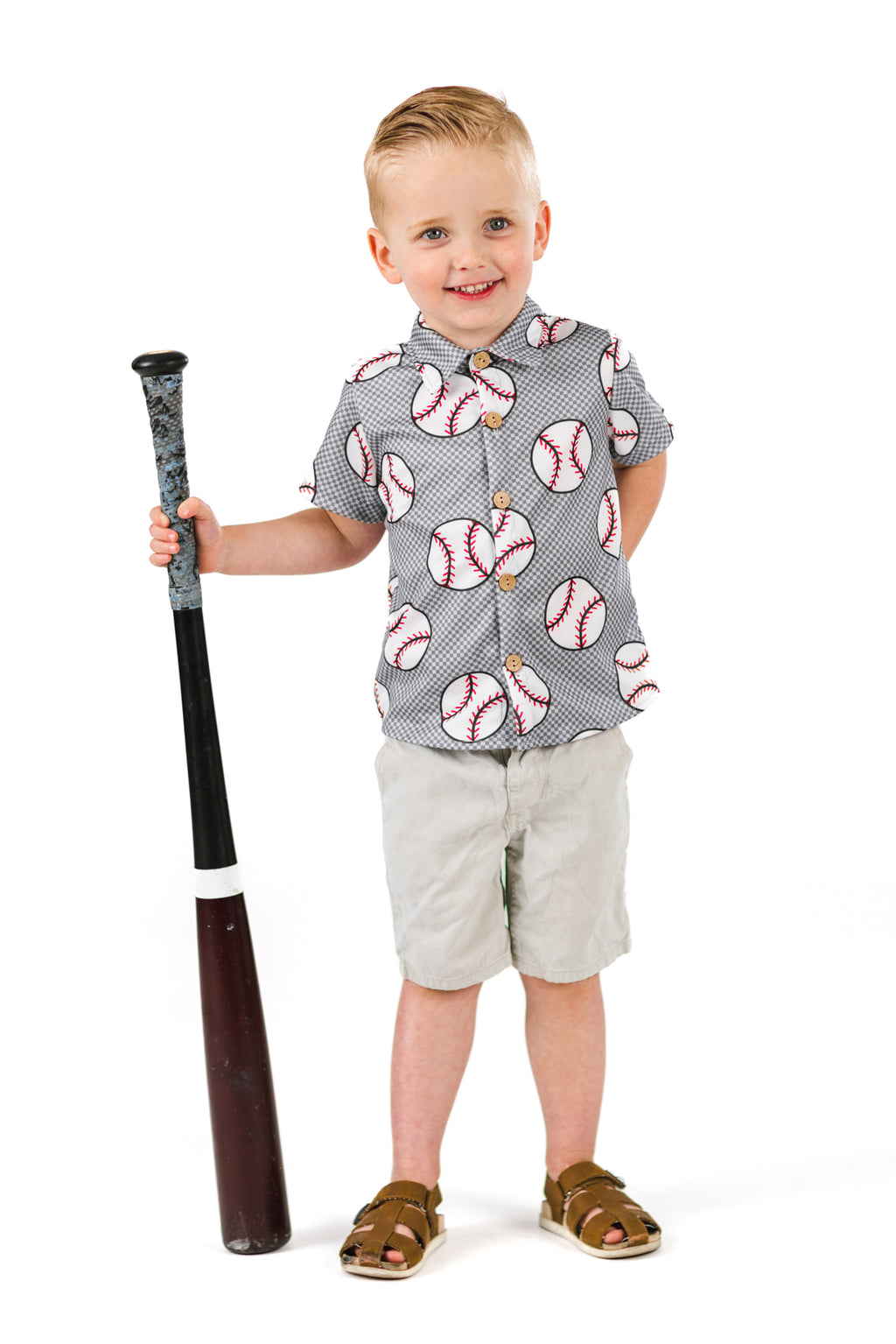 Checkered Baseball Button Down Top | Sparkle in Pink