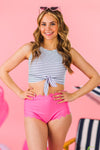 Mom & Me - Hot Pink Stripe Bikini | Sparkle in Pink