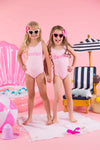 Mom & Me - "Besties" Pink One Piece Swimsuit - Sparkle in Pink
