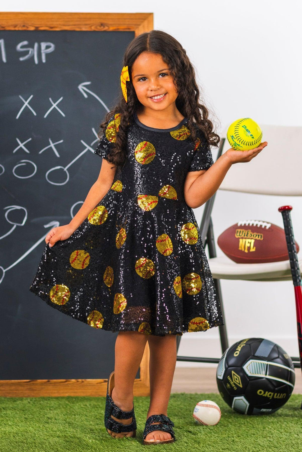 Black Sequin Softball Dress | Sparkle in Pink