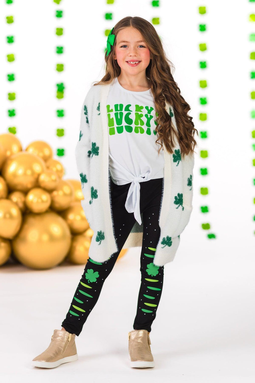 Mom & Me - Cozy Four Leaf Clover Cardigan | Sparkle in Pink