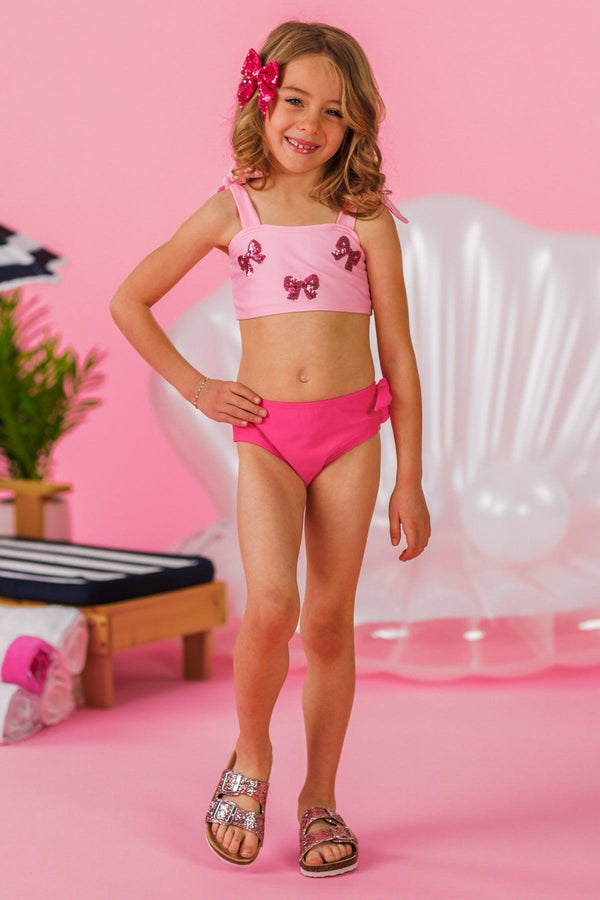 Mom & Me - Pink Sequin Bow Bikini | Sparkle in Pink
