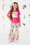 "Chillin' With My Peeps" Pink Bell Bottom Set | Sparkle in Pink