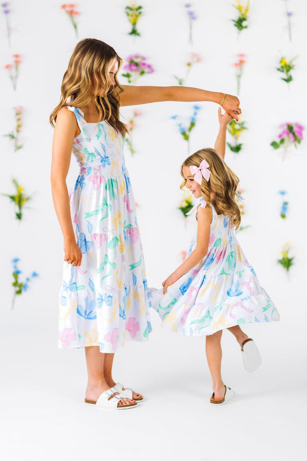 Mom & Me - Pastel Bows Ruffle Dress | Sparkle in Pink