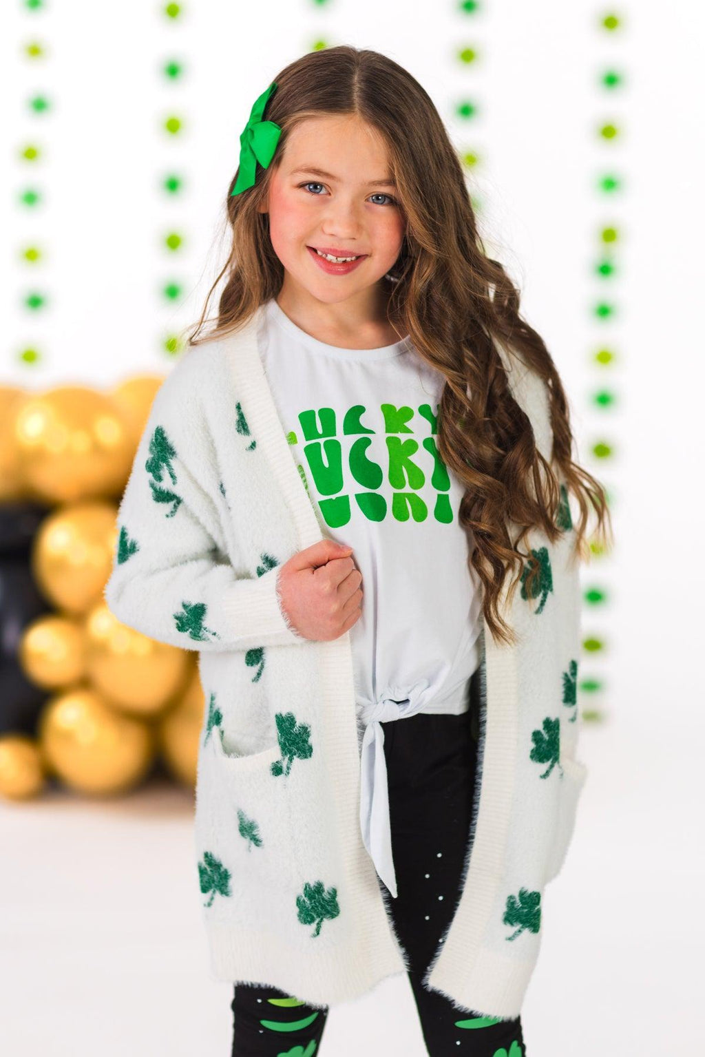 Mom & Me - Cozy Four Leaf Clover Cardigan | Sparkle in Pink