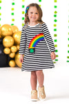 Best Friends Black & White Stripe Pot of Gold Dress | Sparkle in Pink