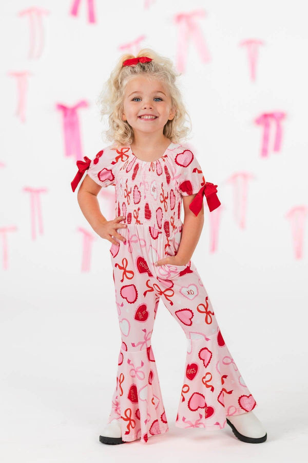 Pink Hearts & Bows Bell Bottom Jumpsuit
