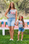 Mom & Me - "USA" Chenille Patch Tank Top | Sparkle in Pink