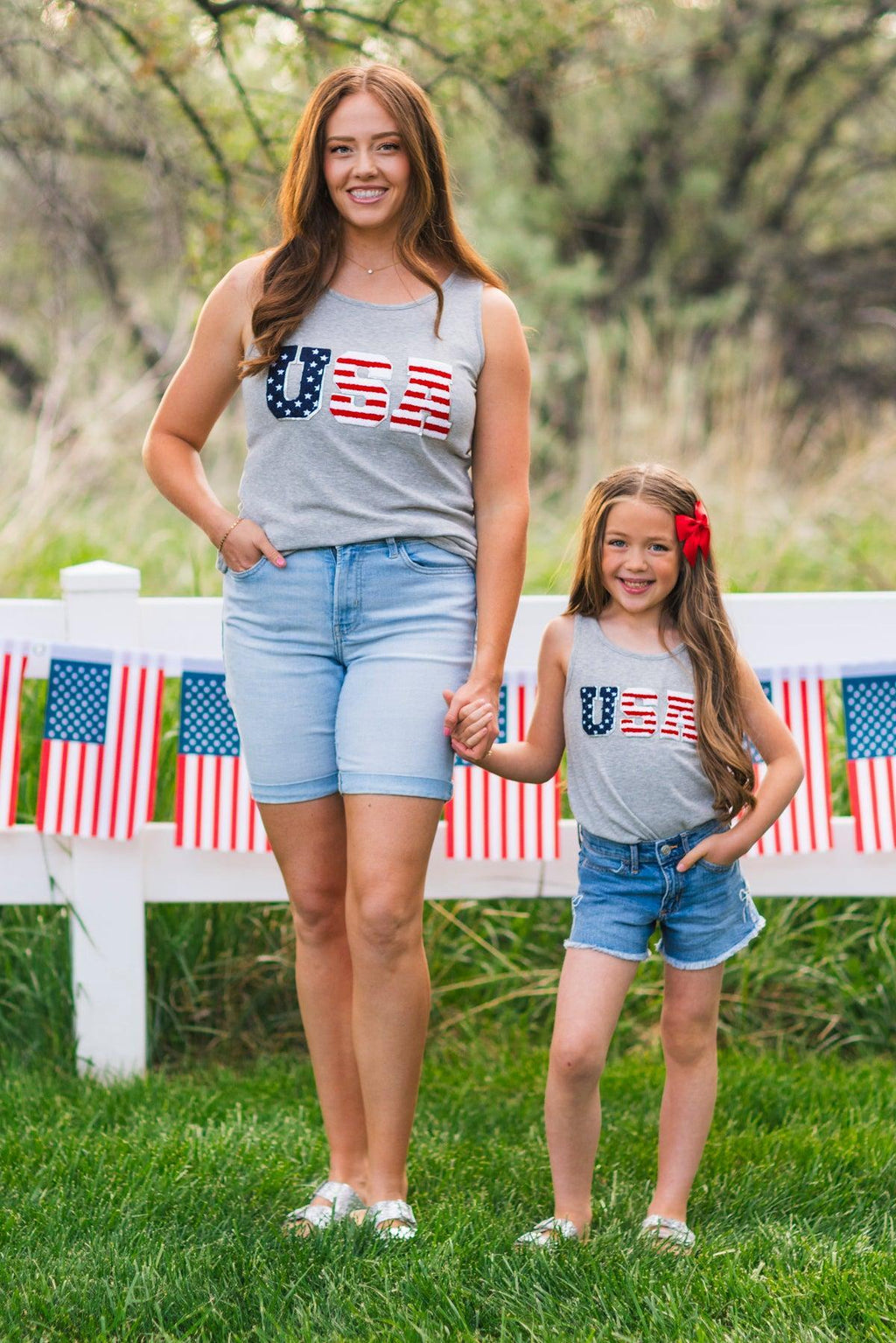 Mom & Me - "USA" Chenille Patch Tank Top | Sparkle in Pink
