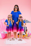 Mom & Me - Blue Sunset Ruffle Dress - Sparkle in Pink