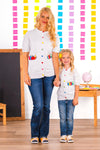 Mom & Me - School Supply Sweater Cardigan | Sparkle in Pink
