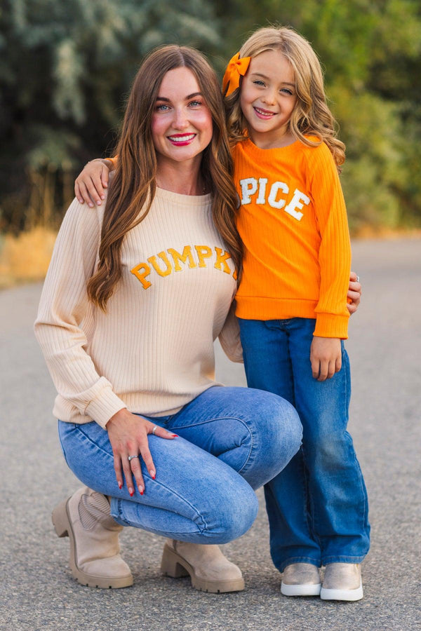 Mom & Me - "Pumpkin & Spice" Chenille Patch Top
