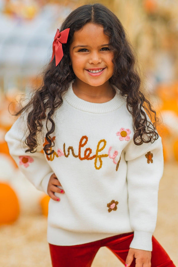 "Thankful" Knit Sweater Velvet Bell Bottom Set | Sparkle in Pink