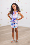 Purple Sunset Tie Dye Knotted Tank Top Short Set | Sparkle in Pink