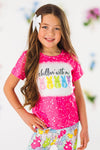 "Chillin' With My Peeps" Pink Bell Bottom Set | Sparkle in Pink