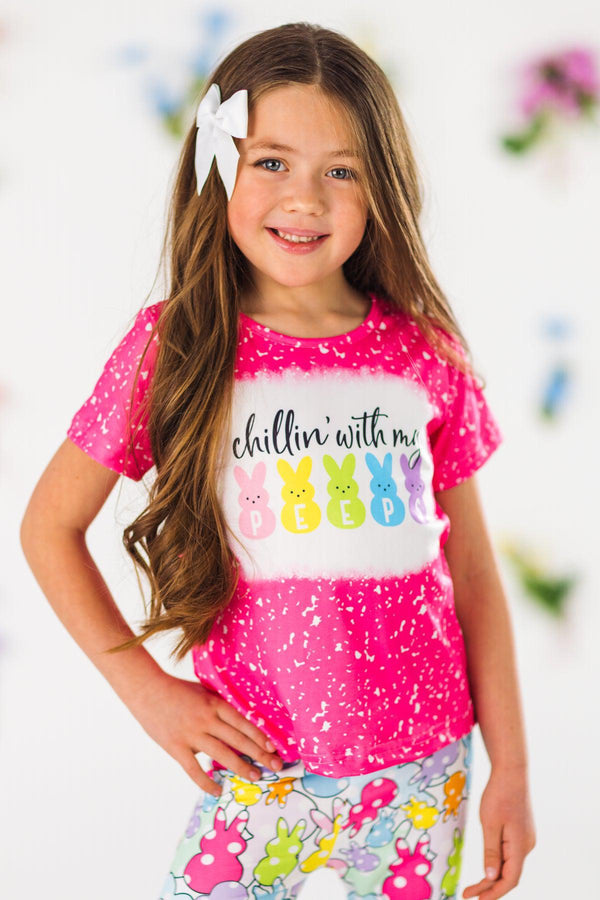 "Chillin' With My Peeps" Pink Bell Bottom Set | Sparkle in Pink