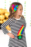 Best Friends Black & White Stripe Pot of Gold Dress | Sparkle in Pink