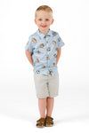Light Blue Sports Ball Button Down Top | Sparkle in Pink