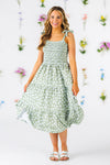 Mom & Me - Green & White Flower Dress | Sparkle in Pink