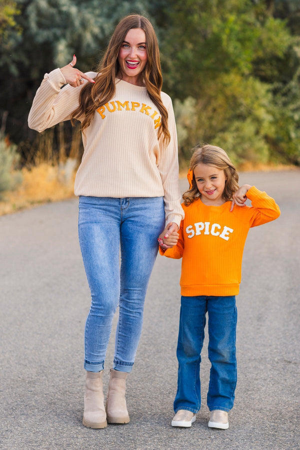 Mom & Me - "Pumpkin & Spice" Chenille Patch Top