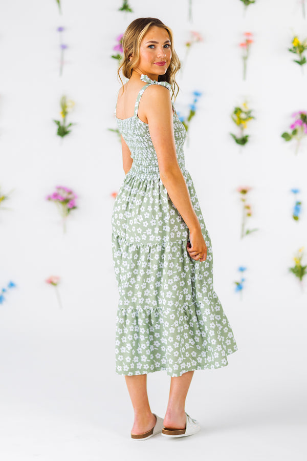 Mom & Me - Green & White Flower Dress Child-10 Mom & Me - Green & White Flower Dress Child-10