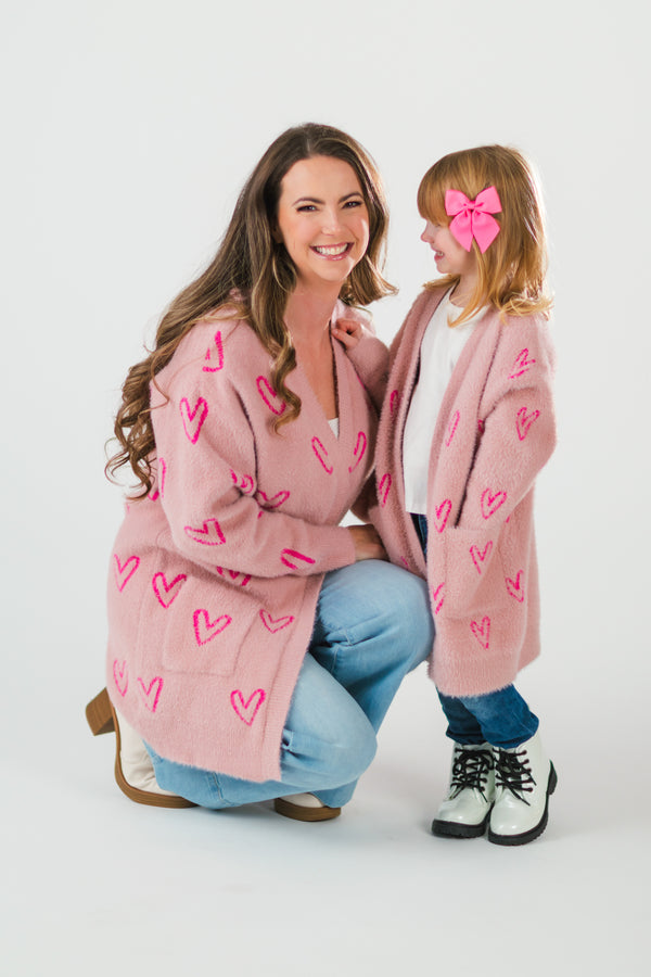 Mom & Me - Pink Heart Cardigan | Sparkle in Pink