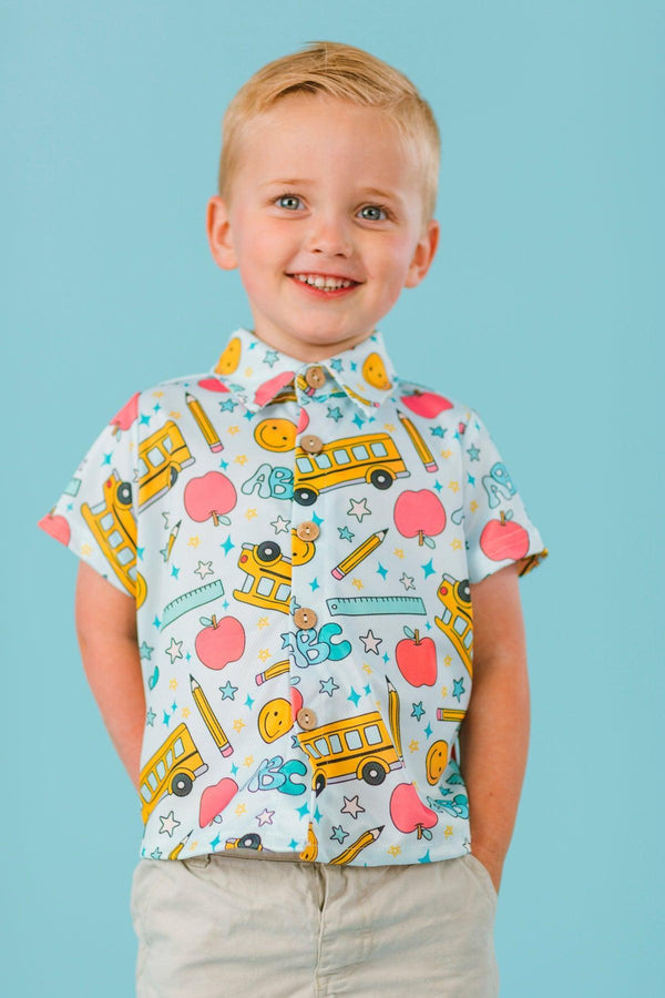 Pastel School Button Down Top | Sparkle in Pink