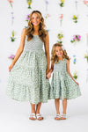 Mom & Me - Green & White Flower Dress | Sparkle in Pink