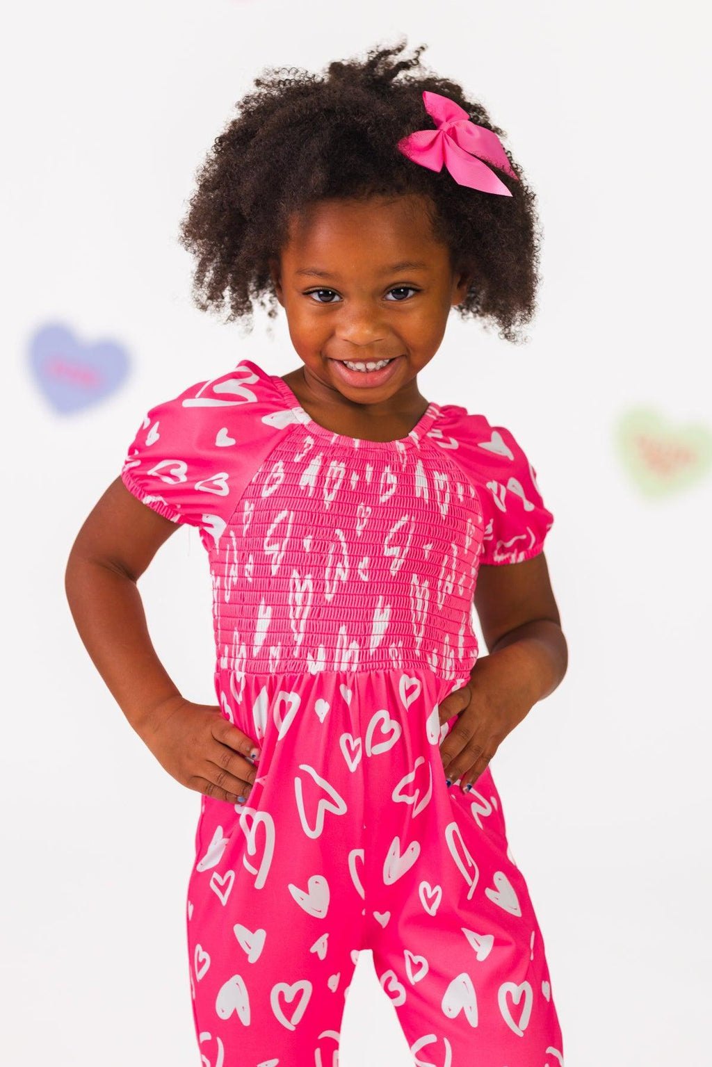 Hot Pink Heart Bell Bottom Jumpsuit