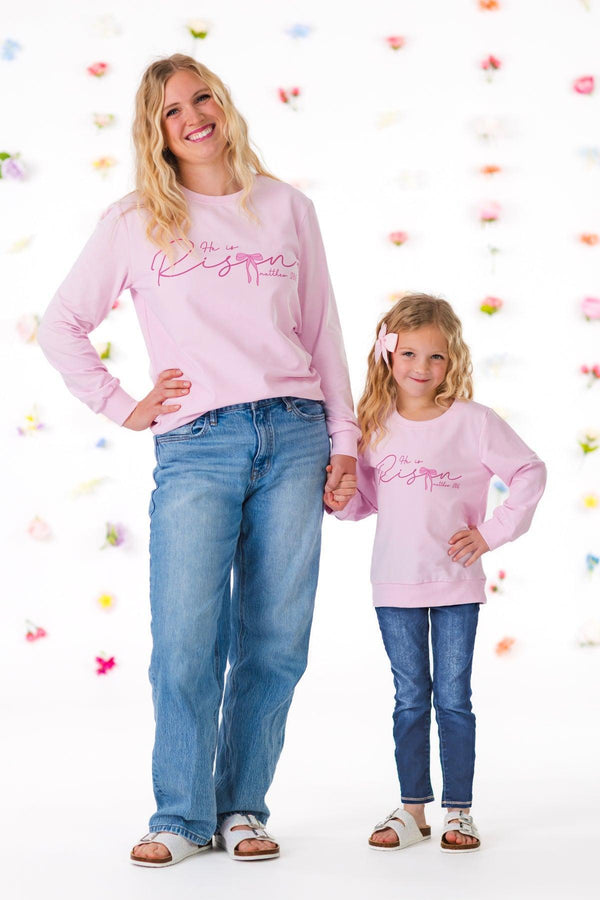 Mom & Me - "He Is Risen" Long Sleeve Top | Sparkle in Pink