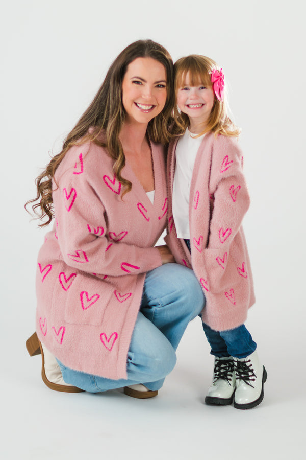 Mom & Me - Pink Heart Cardigan | Sparkle in Pink