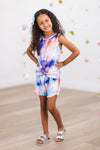 Purple Sunset Tie Dye Knotted Tank Top Short Set | Sparkle in Pink