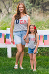 Mom & Me - "USA" Chenille Patch Tank Top | Sparkle in Pink