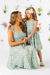 Mom & Me - Green & White Flower Dress | Sparkle in Pink