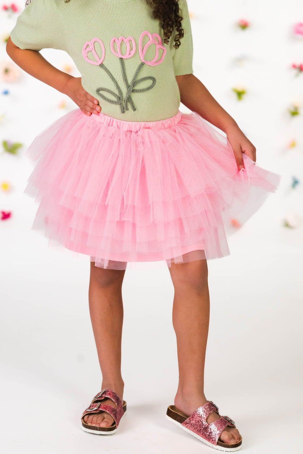 Green & Pink Tulip Tutu Skirt Set | Sparkle in Pink