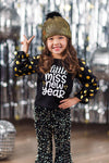 "Little Miss New Year" Black Puff Sleeve Top