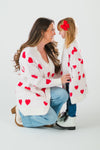Mom & Me - White & Red Heart Cardigan | Sparkle in Pink