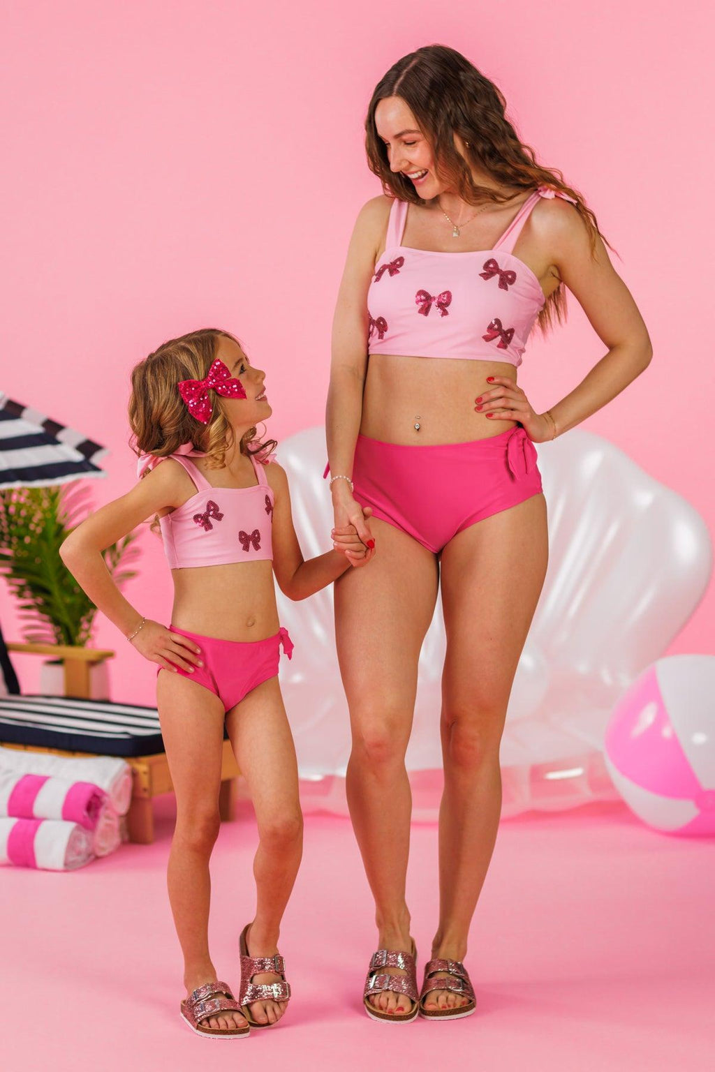 Mom & Me - Pink Sequin Bow Bikini | Sparkle in Pink