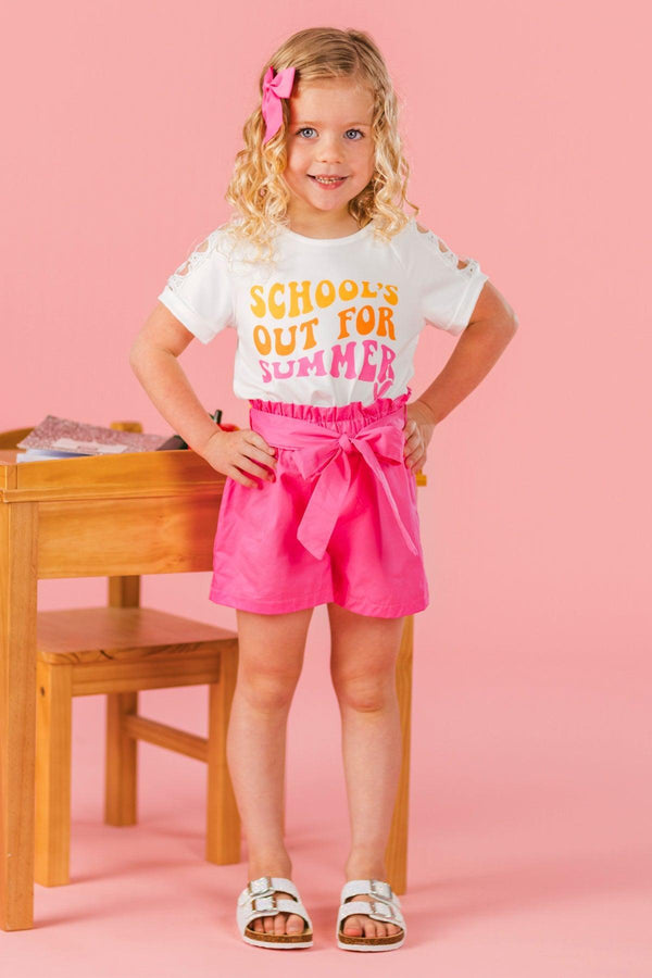 "School's Out For Summer" Pink Short Set | Sparkle in Pink