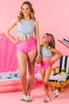 Mom & Me - Hot Pink Stripe Bikini | Sparkle in Pink