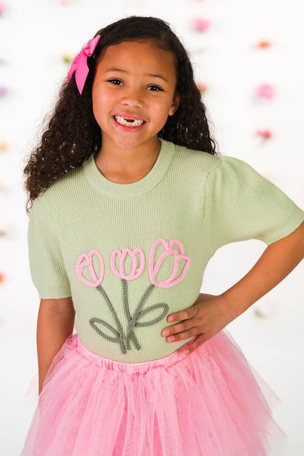 Green & Pink Tulip Tutu Skirt Set | Sparkle in Pink