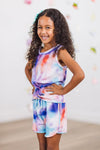 Purple Sunset Tie Dye Knotted Tank Top Short Set | Sparkle in Pink