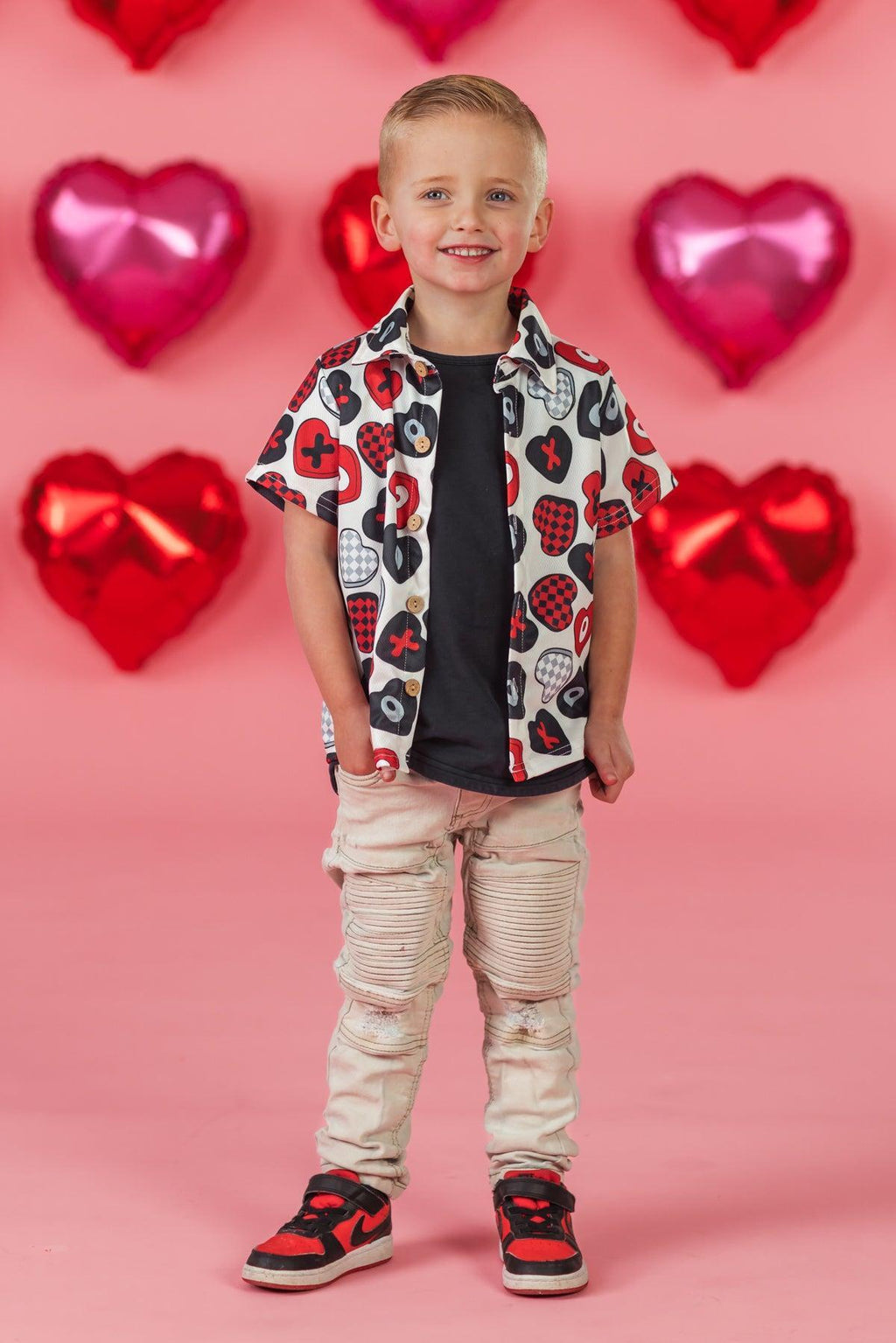 Candy Hearts Button Down Top