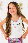 White Sequin Bunny Striped Flare Set | Sparkle in Pink